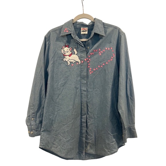 Tops - Vintage Disney store Maria Aristocats denim button-down embroidered S
